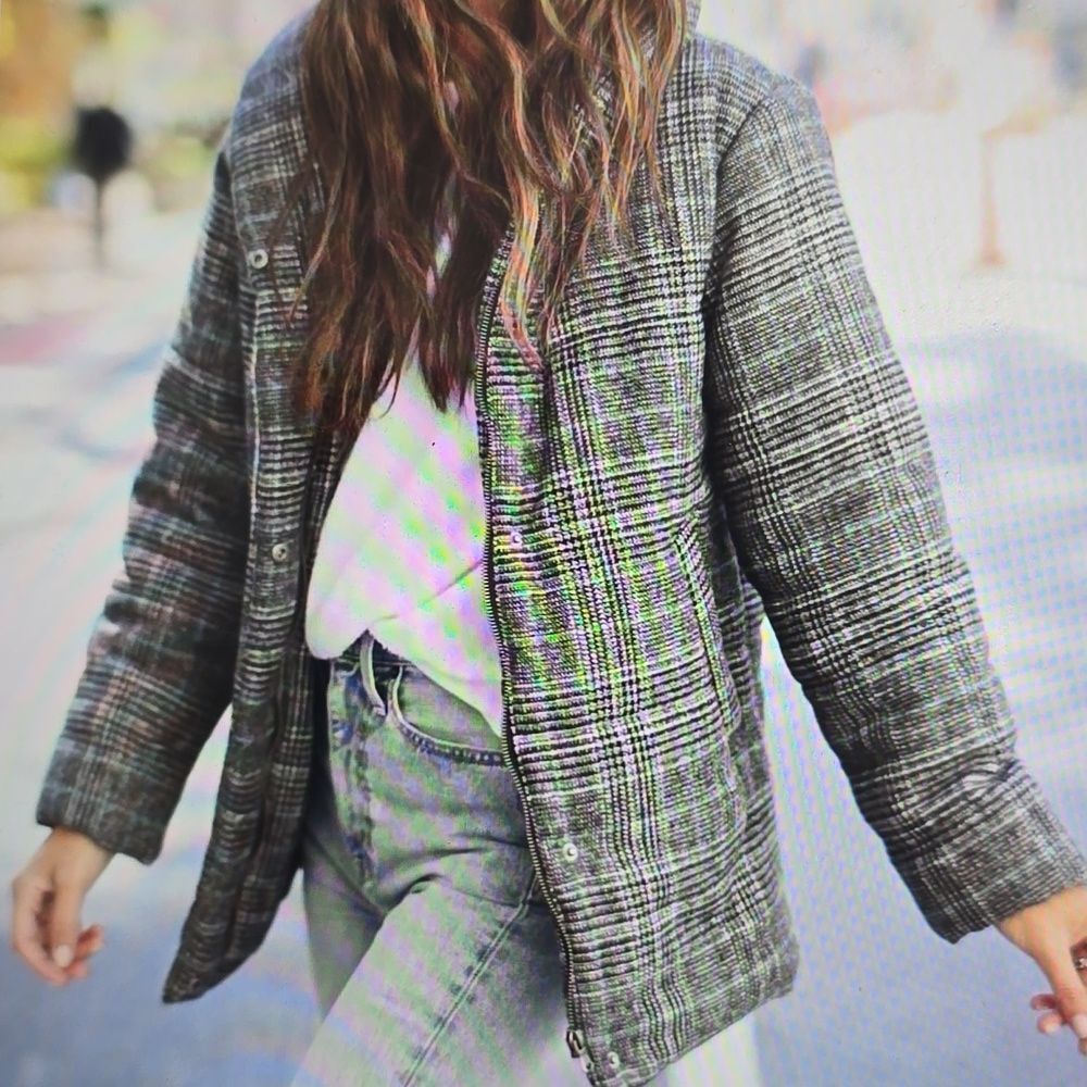 Something Navy‎ Plaid Puffer Jacket XXS